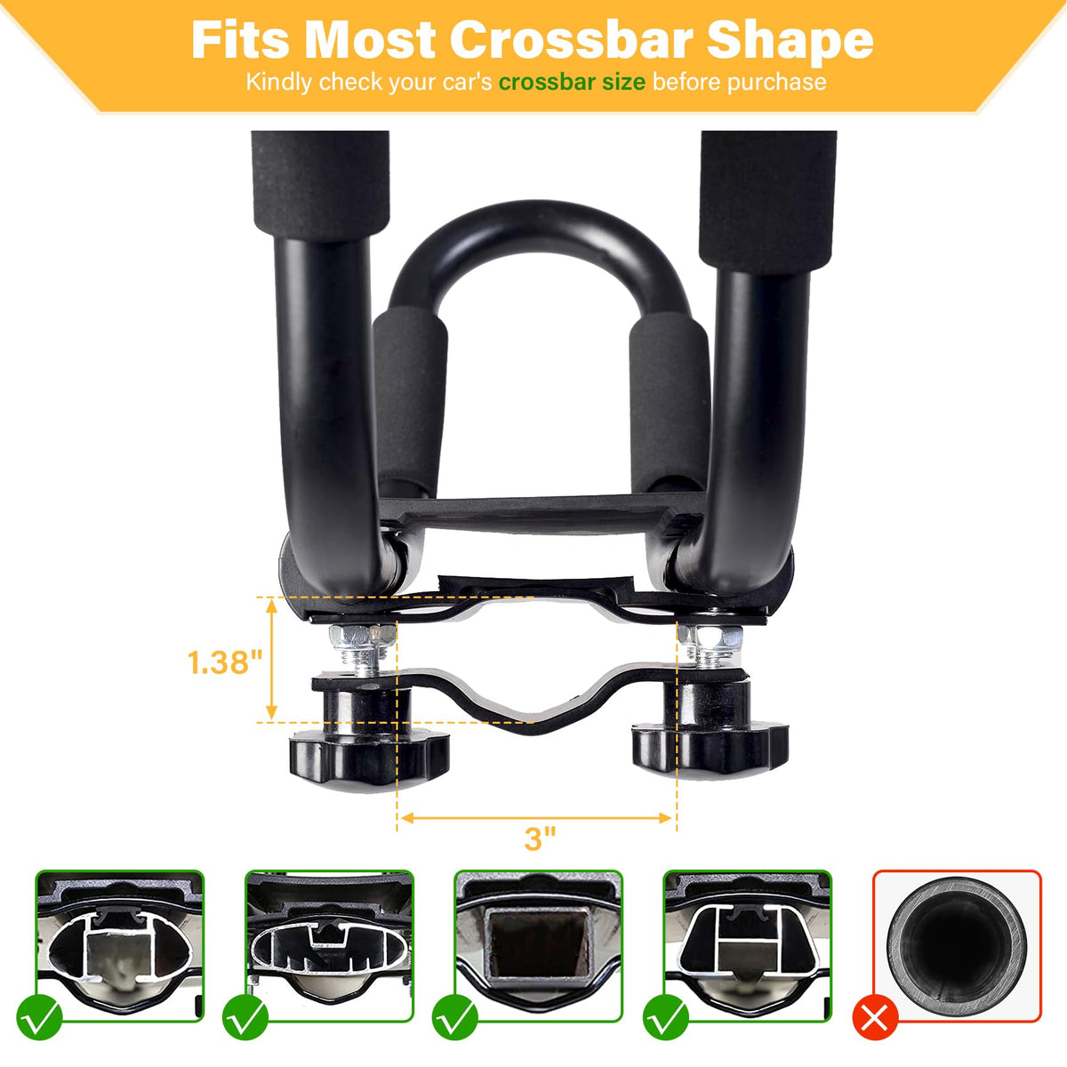 2 Pairs J-Bar Kayak Roof Rack Set of 4 W872246