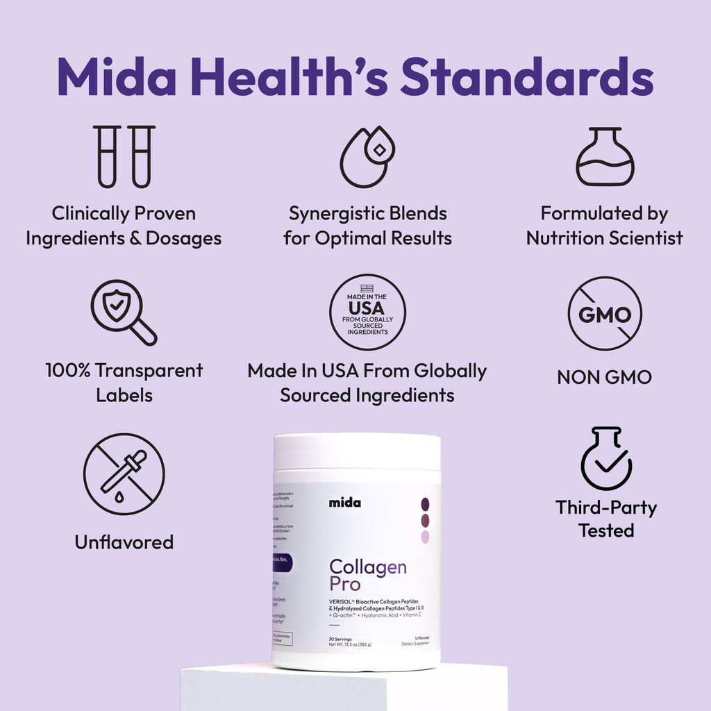 Hydrolyzed Collagen Peptides Type I & III with Vitamin C, Hyaluronic Acid, Biotin, Unflavored Powder, 30 Servings P3598