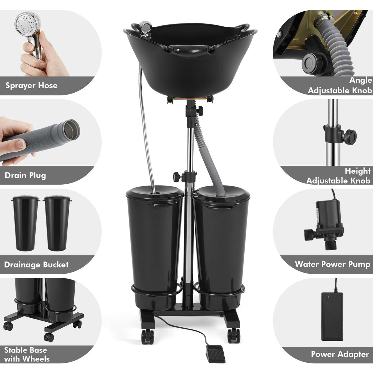 Portable Hair Washing Basin with Electric Pump E98803