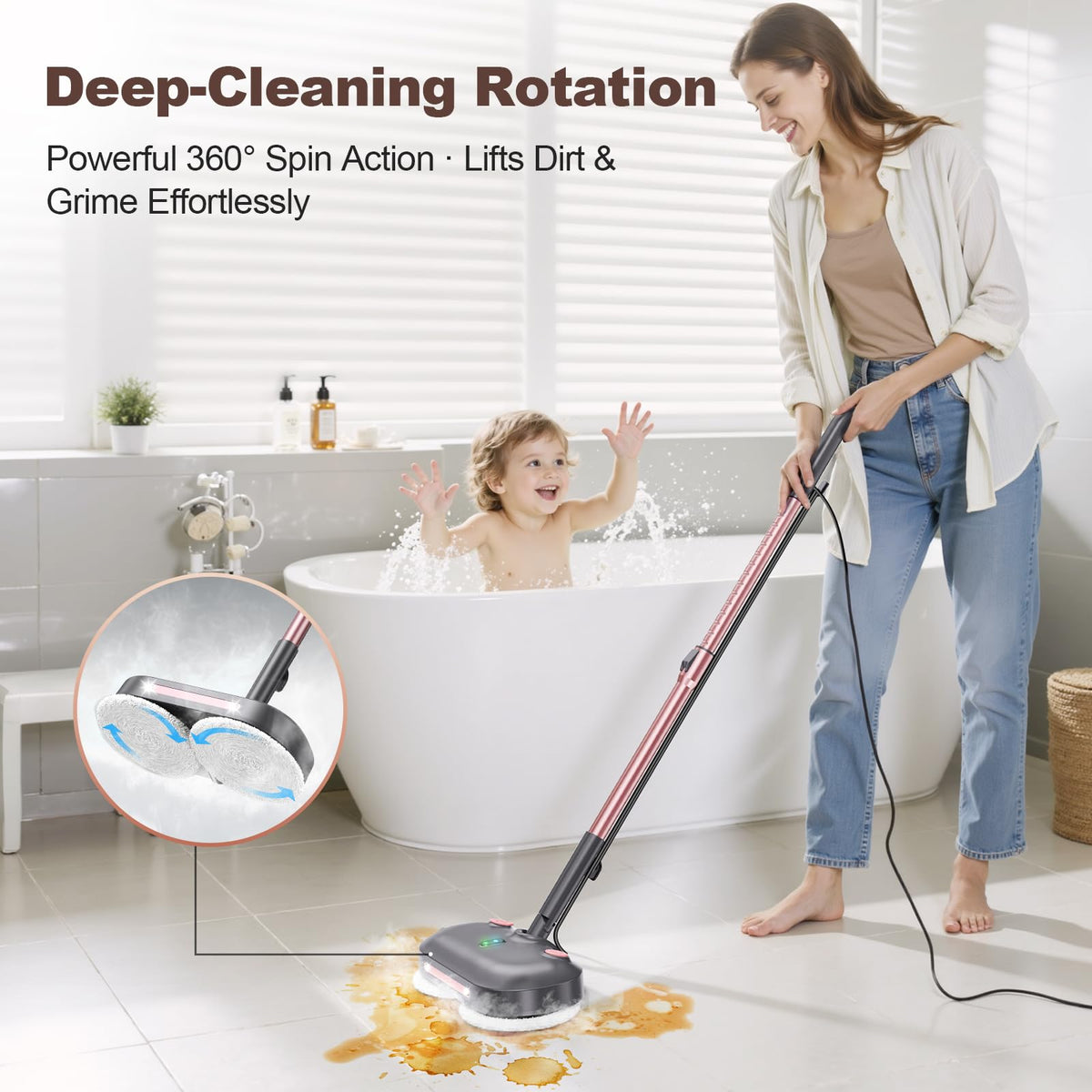 Steam Mop with Rotating Pads X8294