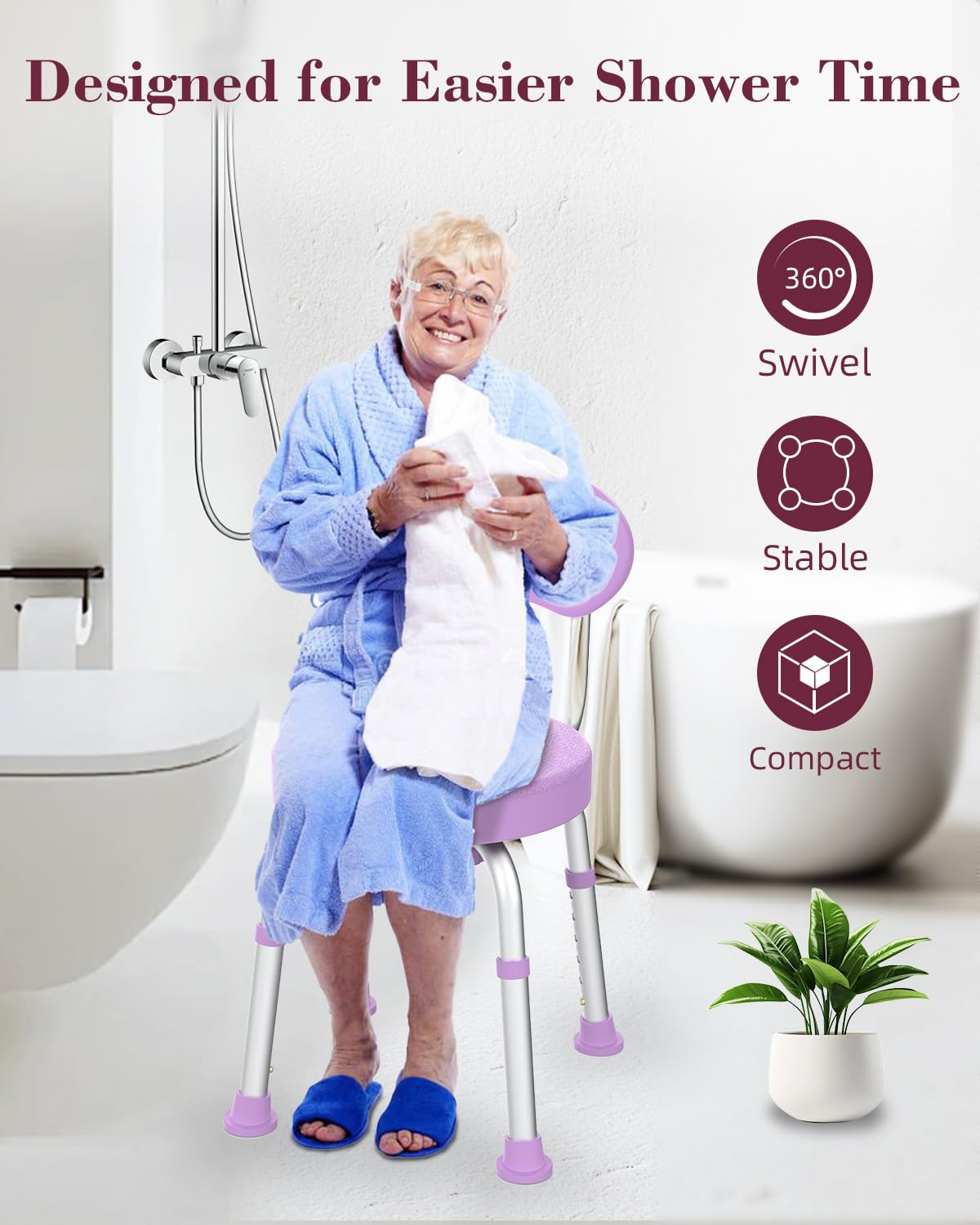 Swivel Shower Chair with Backrest S798