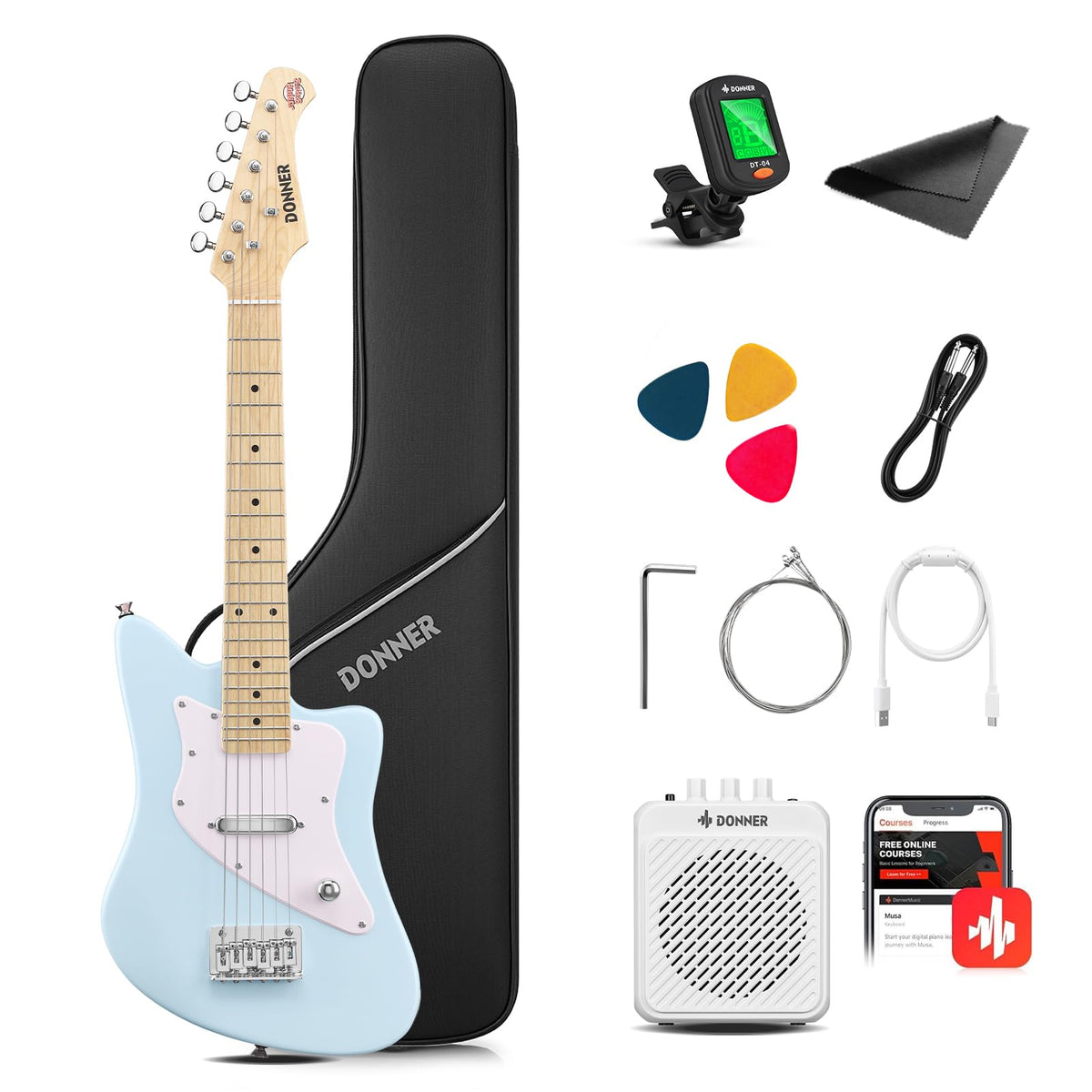 30 Inch Kids Electric Guitar Beginner Kit Blue Z2356