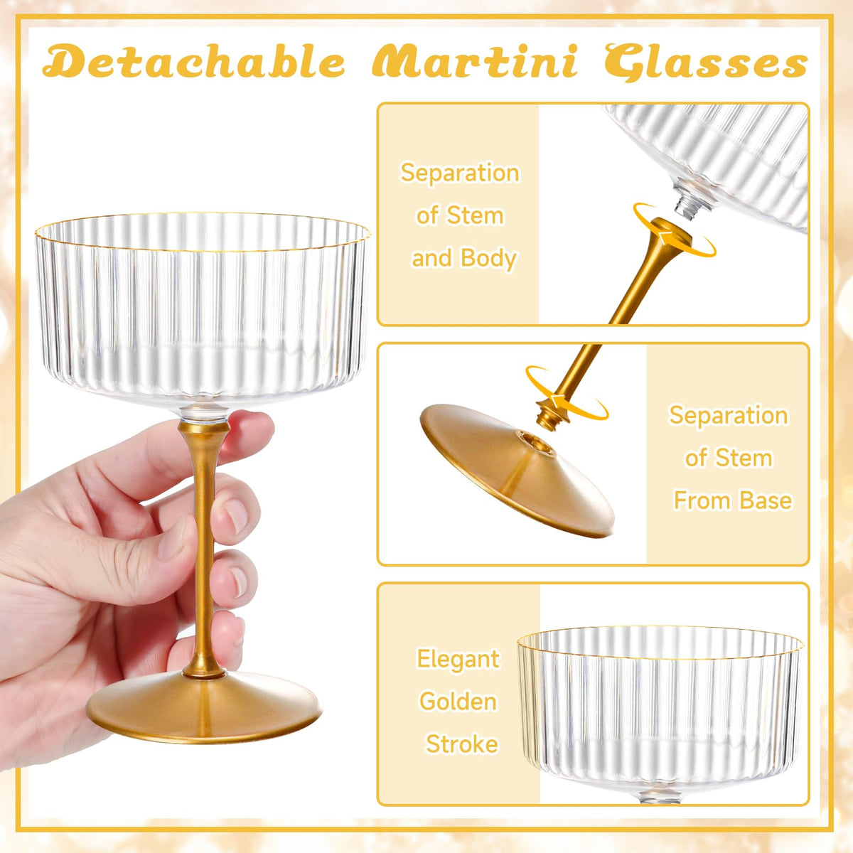 24 Pcs 9 Oz Champagne Martini Glasses Set S3487