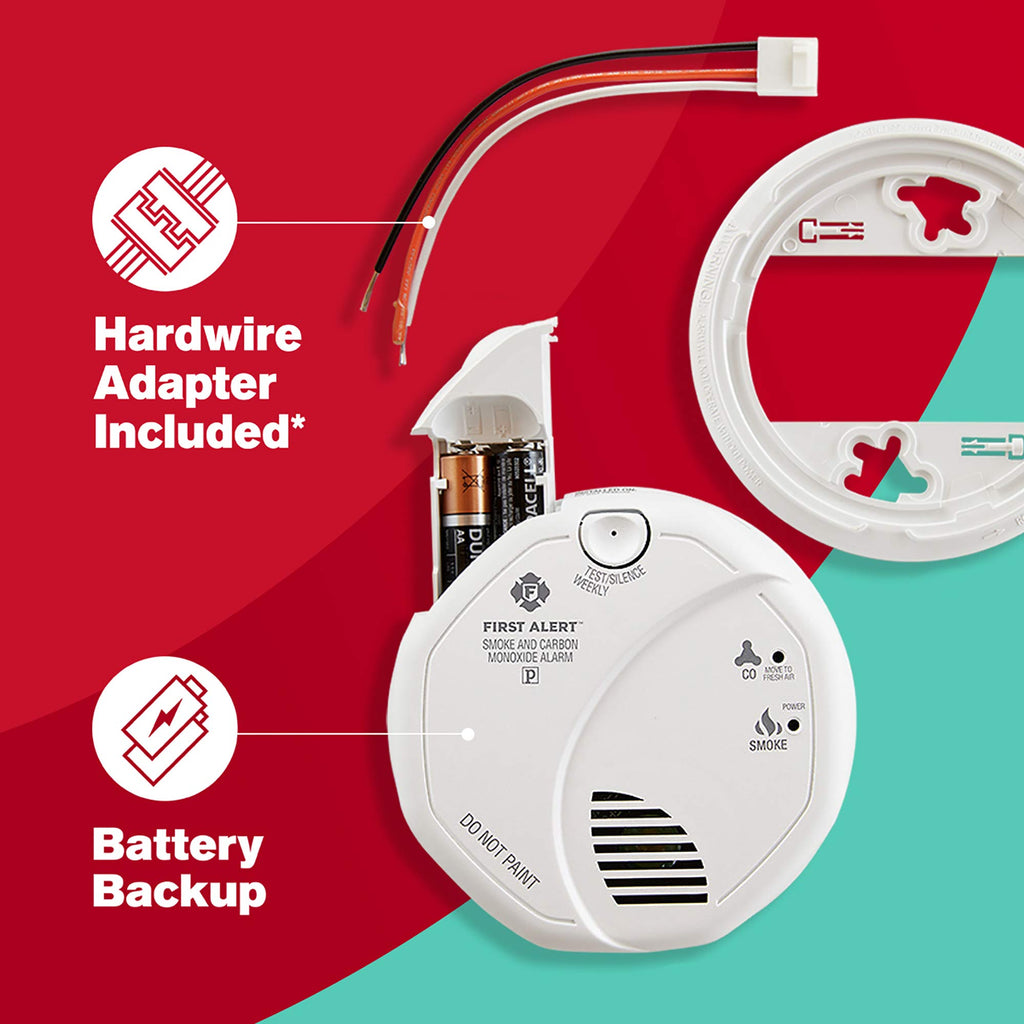 Hardwired Smoke and Carbon Monoxide Detector with Battery Backup, 3-Pack T32859
