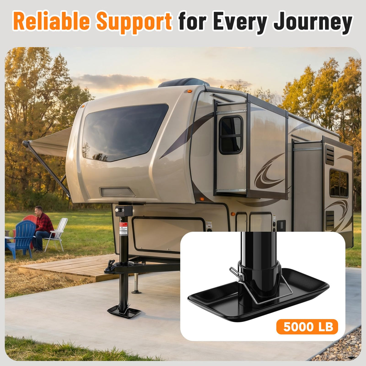 A-Frame Trailer Jack 2-in-1 5000lbs Foot Plate & 2000lbs Dual-Wheel A39310