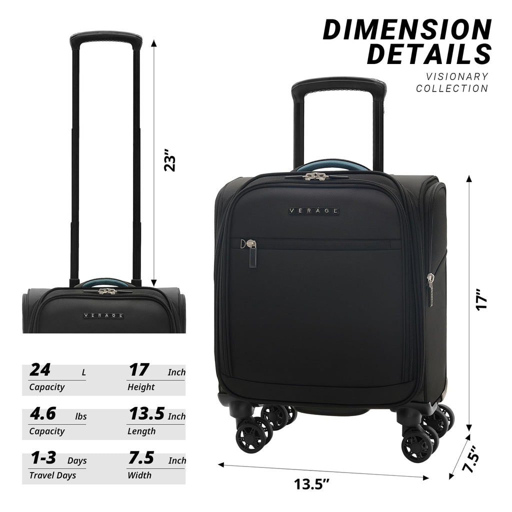 14-Inch Underseat Carry On Luggage with Spinner Wheels & USB Charging Port N560569