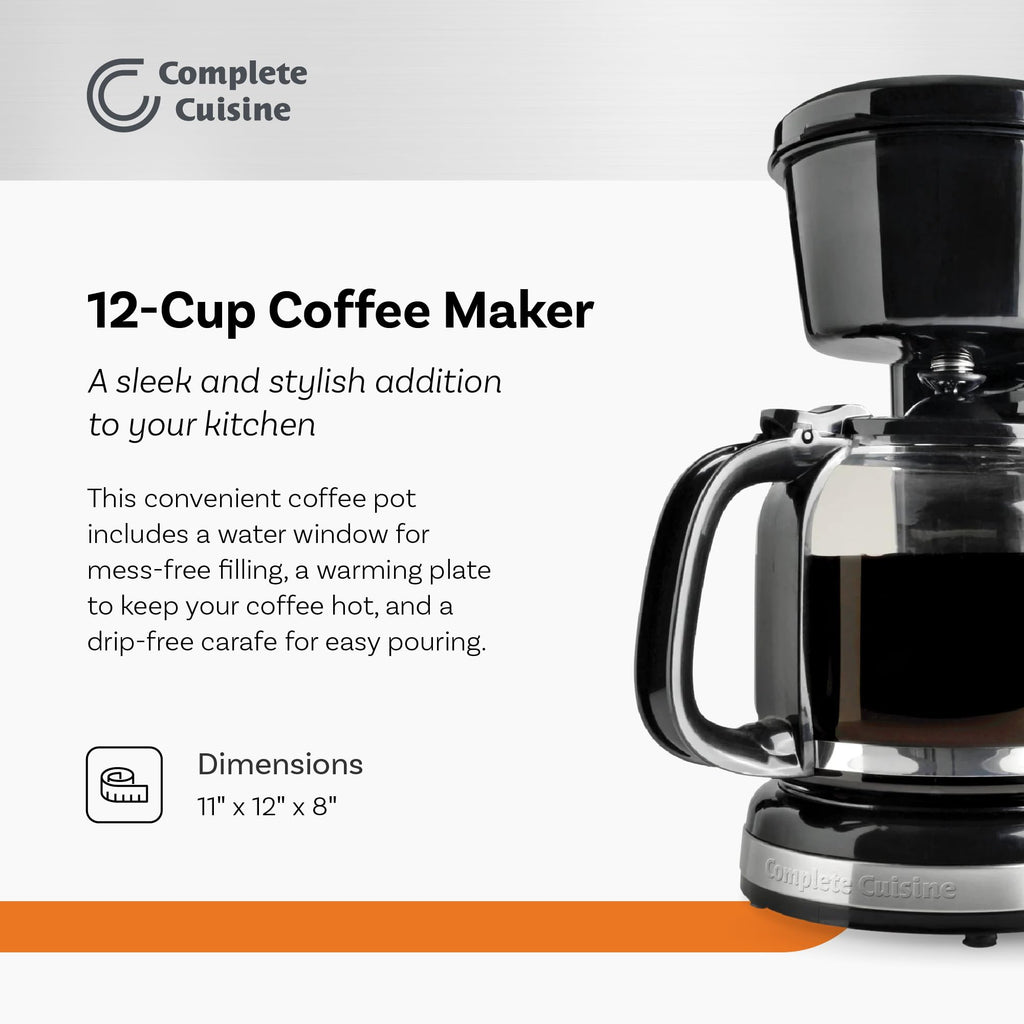 12-Cup Stainless-Steel Coffee Maker with Glass Carafe B1802