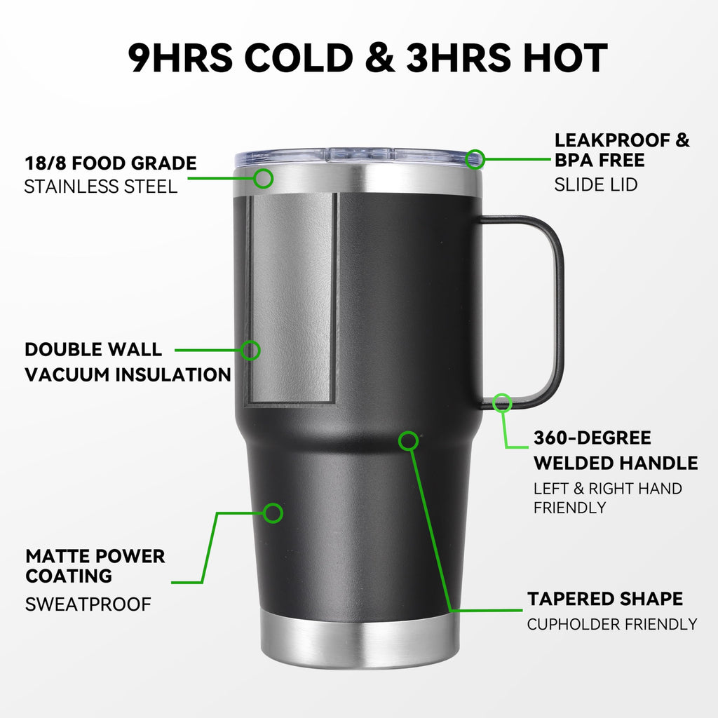 20 oz Stainless Steel Insulated Tumbler with Handle Lid and Straw B68947