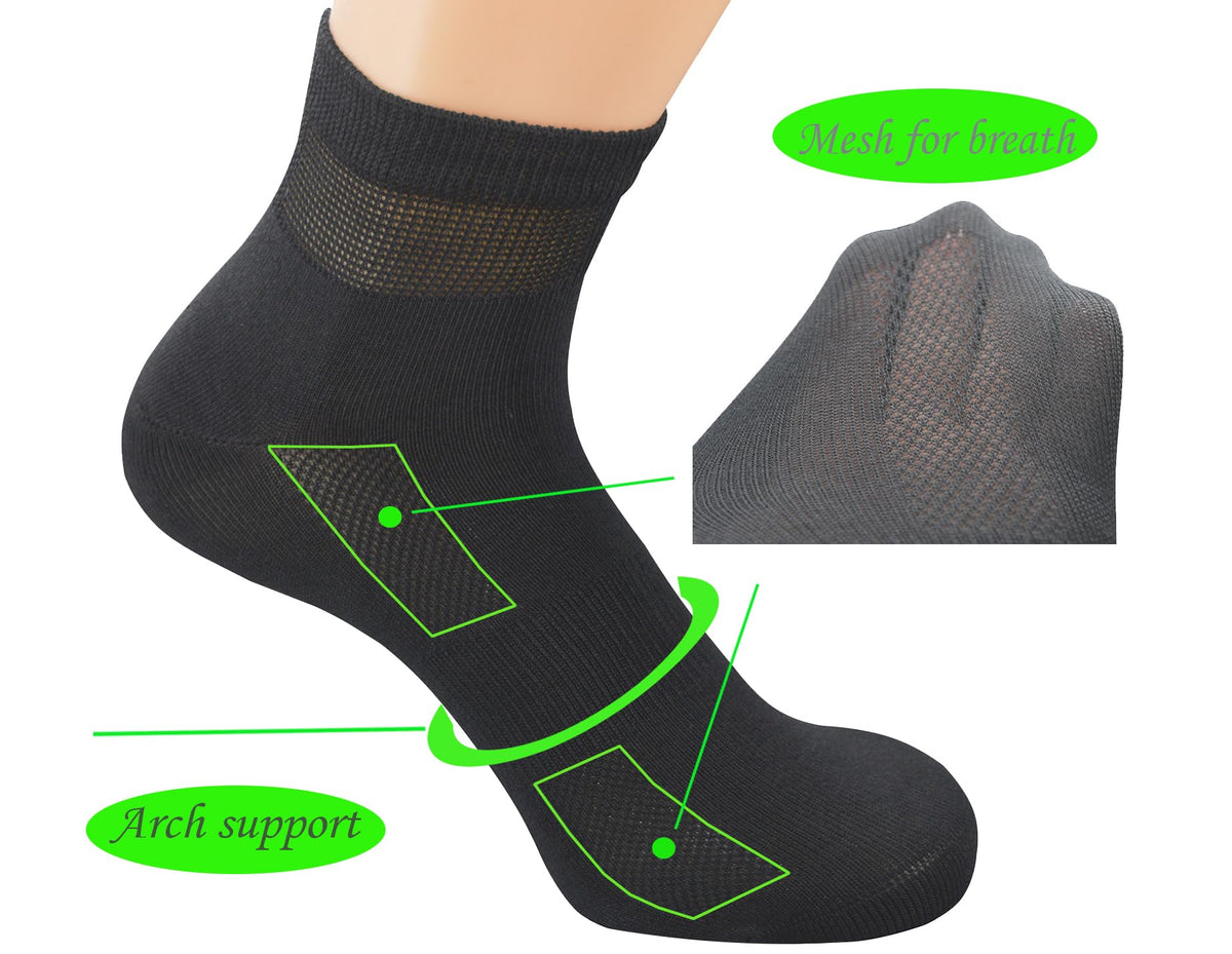 Breathable Ankle Diabetic Socks with Arch Support, 6 Pairs N560415