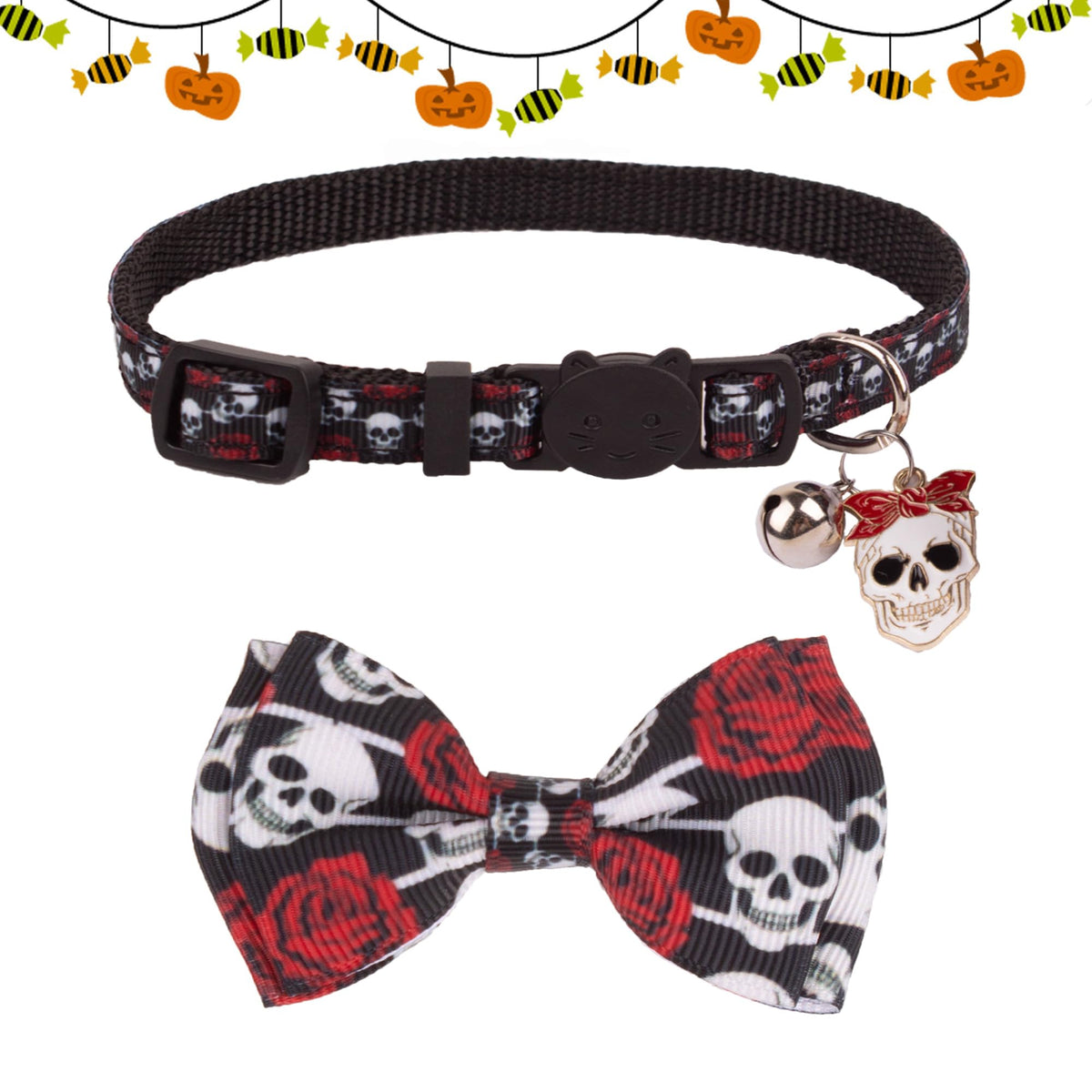 Halloween Cat Collar with Bow Bell A7271
