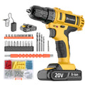 Cordless Drill Driver Kit, 20V Electric Drill with Battery and Charger, 18+3 Torque Setting, 2 Speeds, 3/8" Keyless Chuck Compact Power Drill Set with Drill Bits W5736