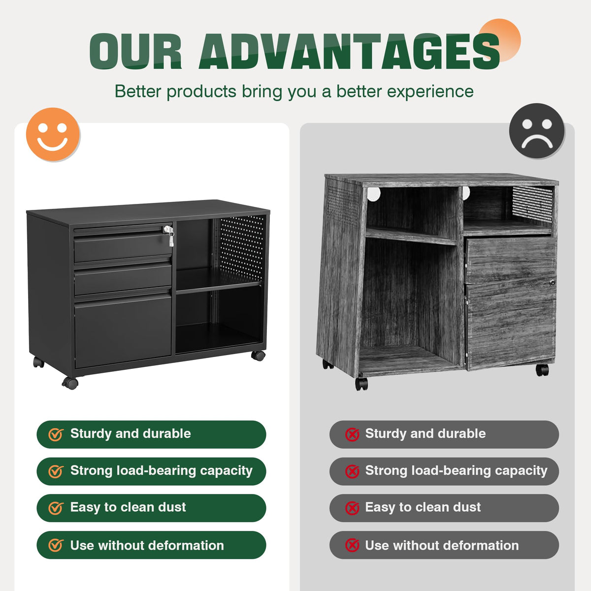 3 Drawer Metal File Cabinet with Lock M828119