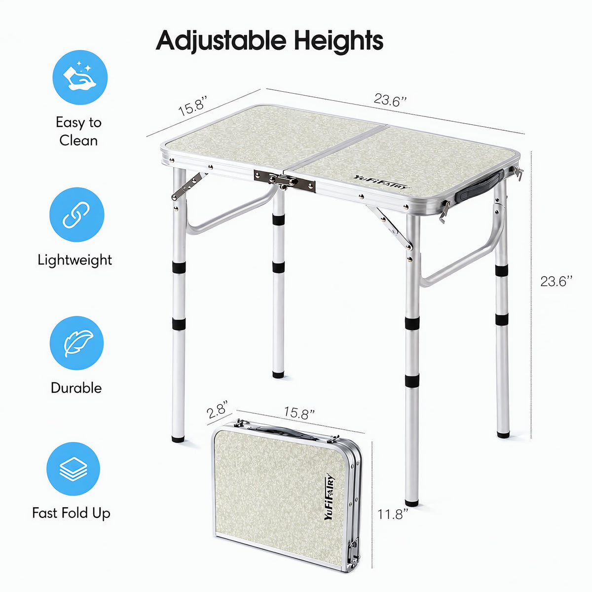 Adjustable Height Small Folding Camp Table L92292