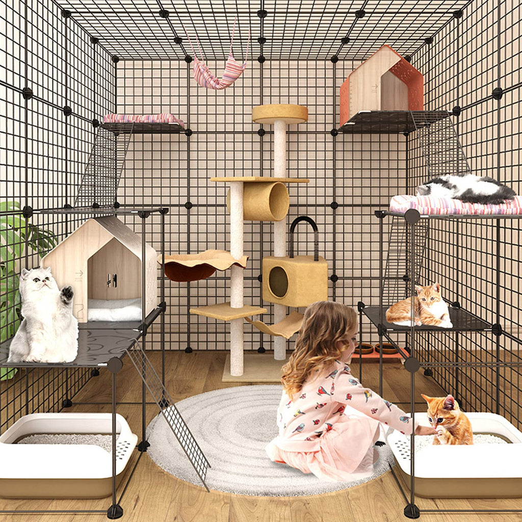 Metal Wire Cat Cage Indoor Playpen Kennel Crate Z552490