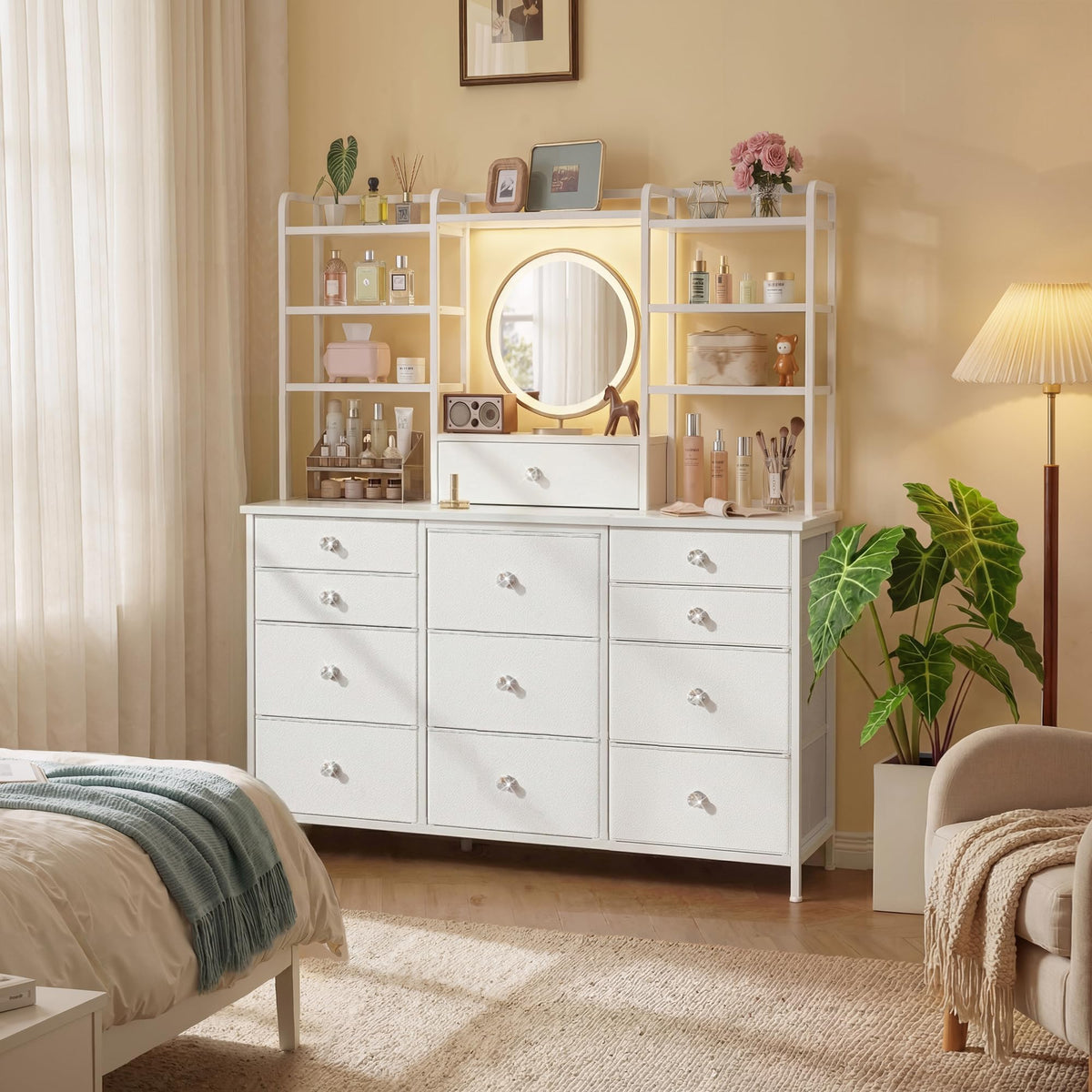 White Dresser with RGB LED Lights N6144