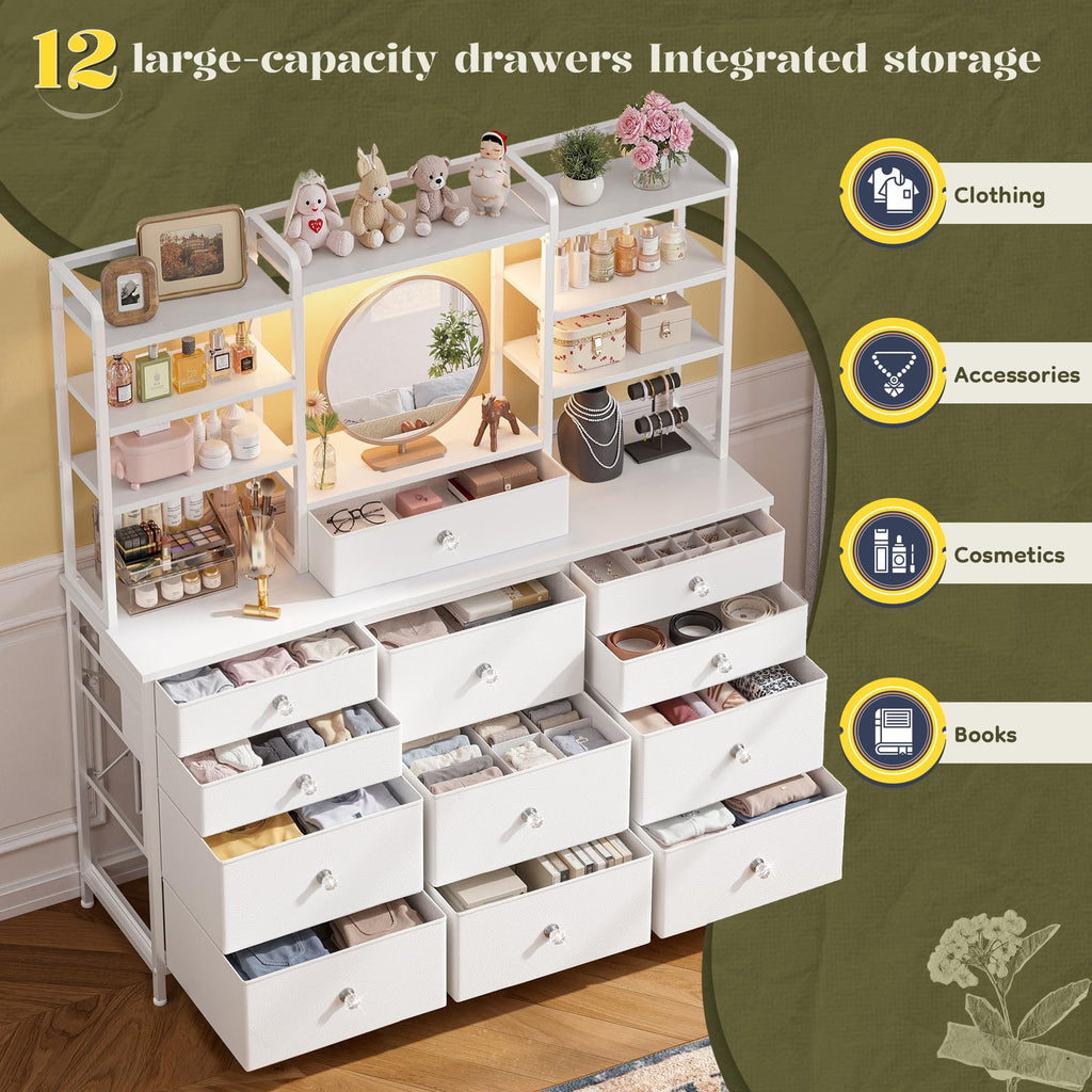 White Dresser with RGB LED Lights N6144