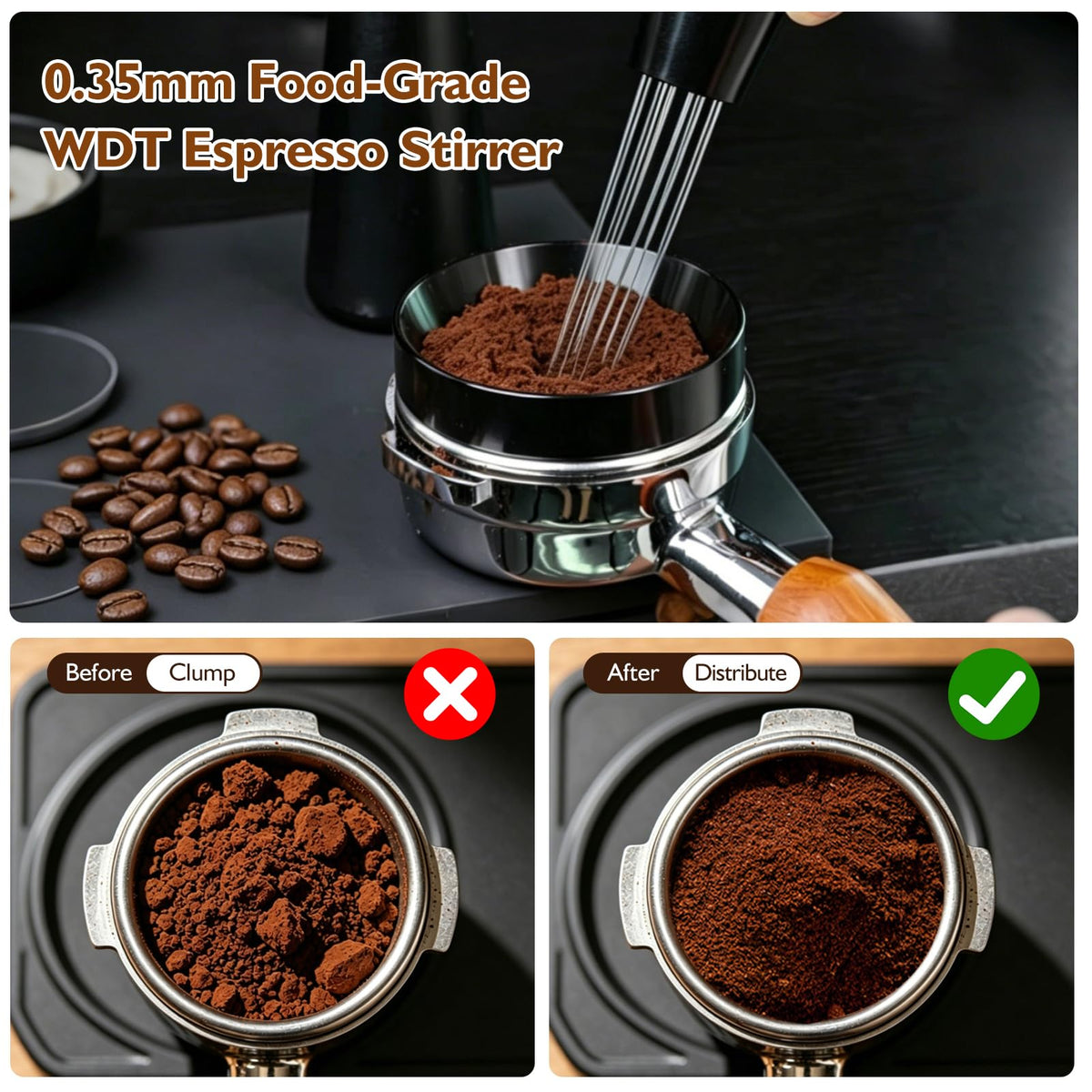 54mm 7Pcs Espresso Accessories Kit with Tamper, WDT Tool, Distributor, Puck Screen and Dosing Funnel M119005