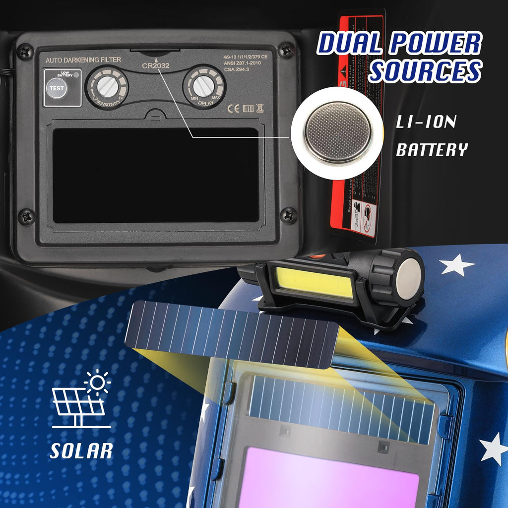 Auto Darkening Welding Helmet with LED Light E521