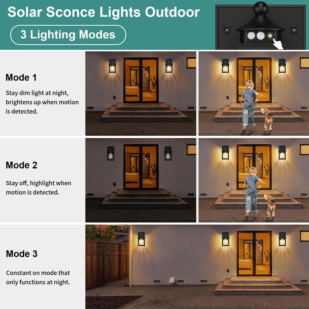 Solar Porch Lights Outdoor Dusk to Dawn with Motion Sensor T25506