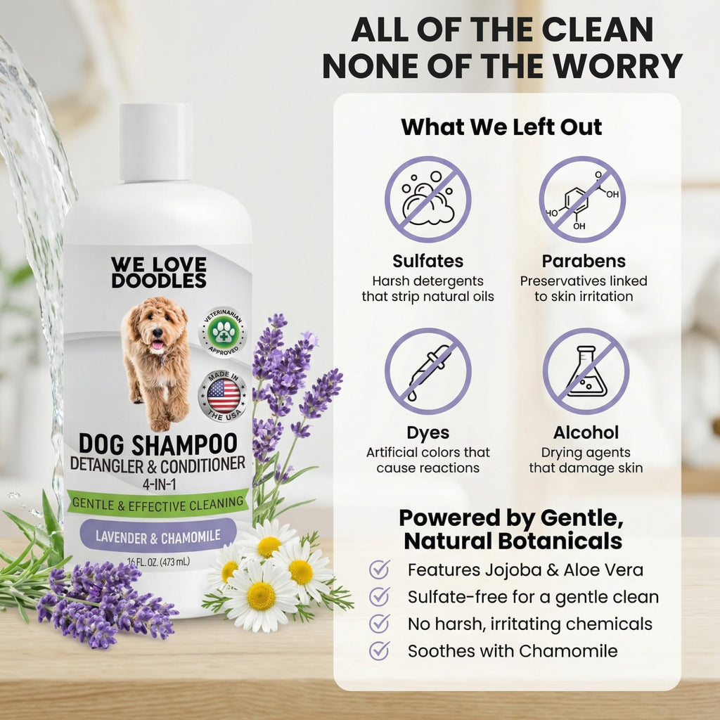 Hypoallergenic Tearless Dog Shampoo, Conditioner & Detangler 16OZ N29960