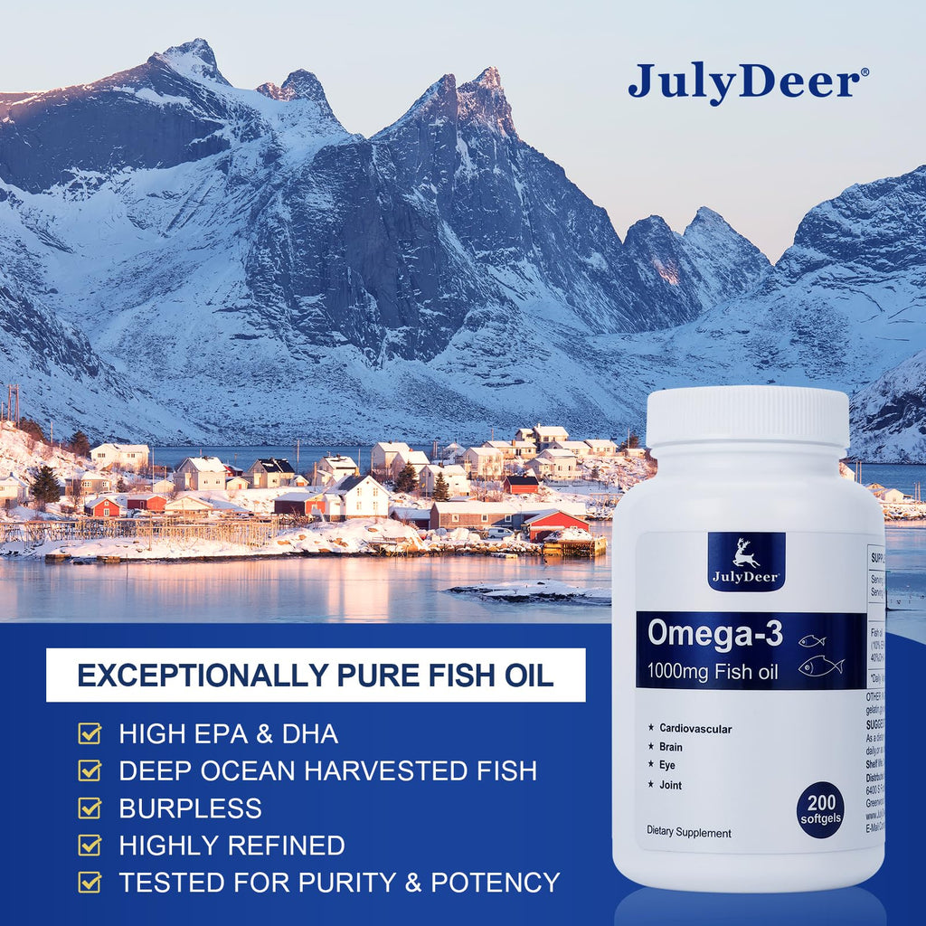 Omega 3 Fish Oil 1000 mg 200 Softgels J236