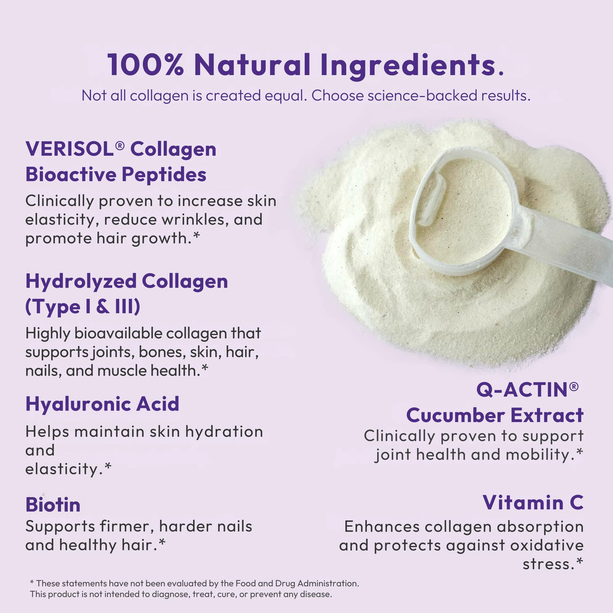 Hydrolyzed Collagen Peptides Type I & III with Vitamin C, Hyaluronic Acid, Biotin, Unflavored Powder, 30 Servings P3598