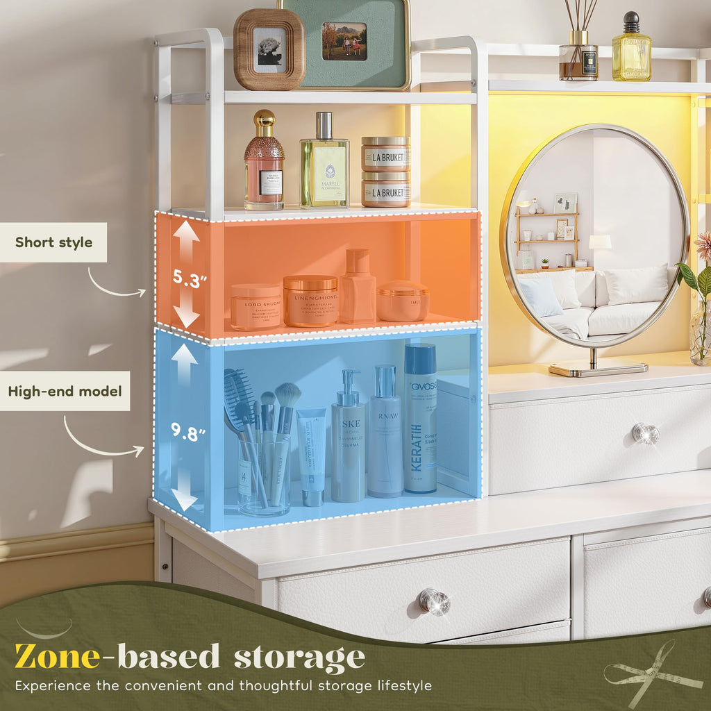 White Dresser with RGB LED Lights N6144