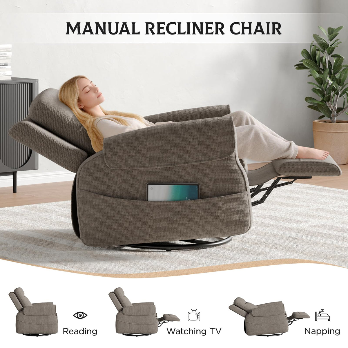 Faux Shearling Recliner Chair Grey H370911