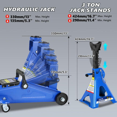 2 Ton Low Profile Hydraulic Floor Jack with Jack Stands Z269