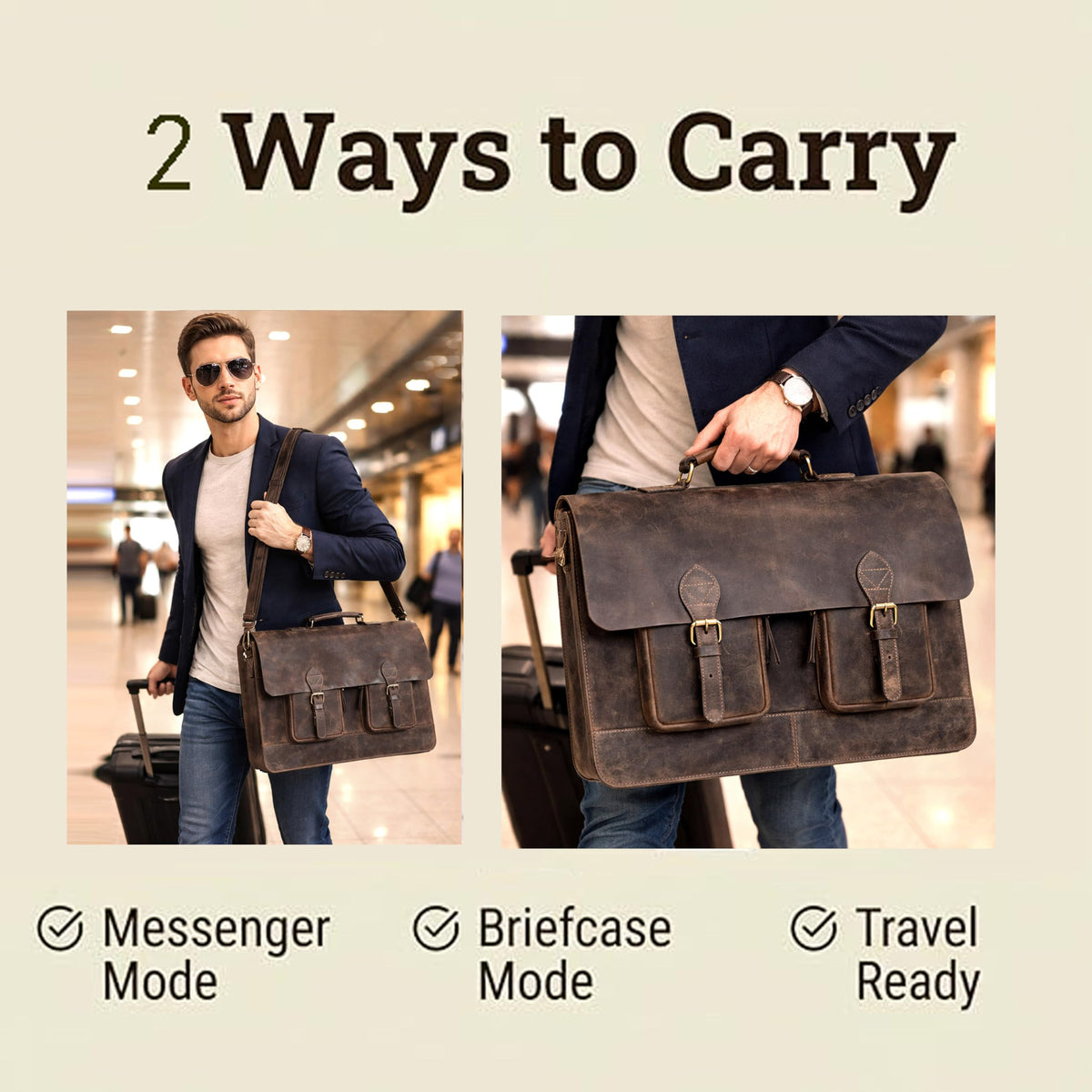 Retro Brown Laptop Messenger Bag Crossbody Travel Bag X53161