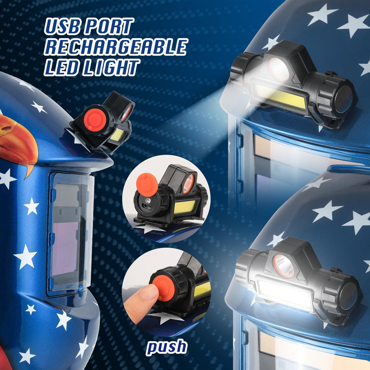 Auto Darkening Welding Helmet with LED Light E521