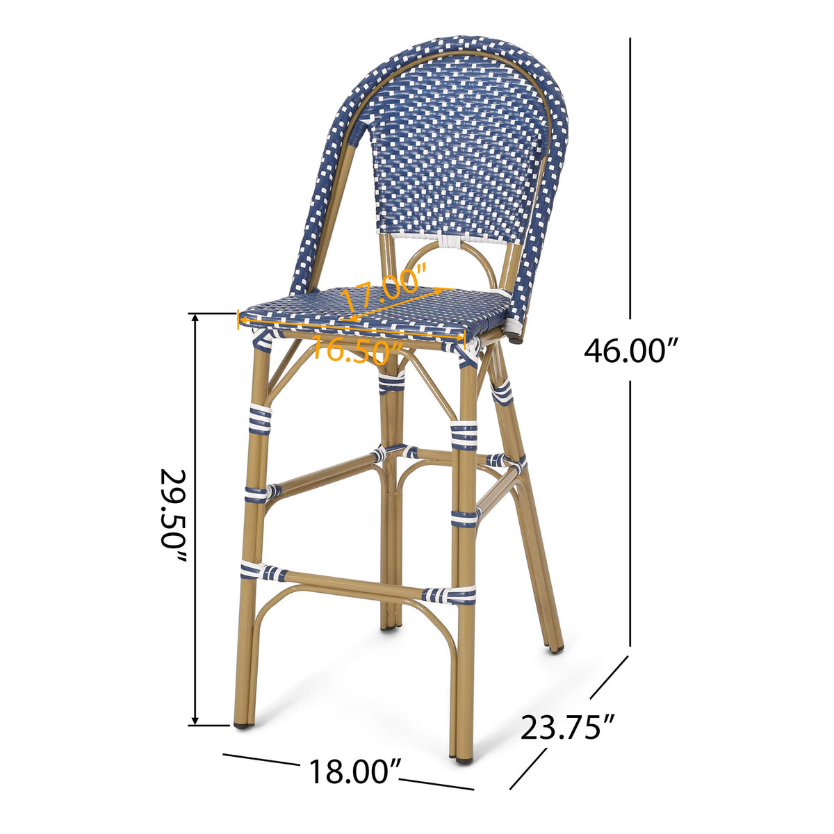 Teal Blue Wicker Rattan Bar Stools Set of 2 Aluminum Frame L645