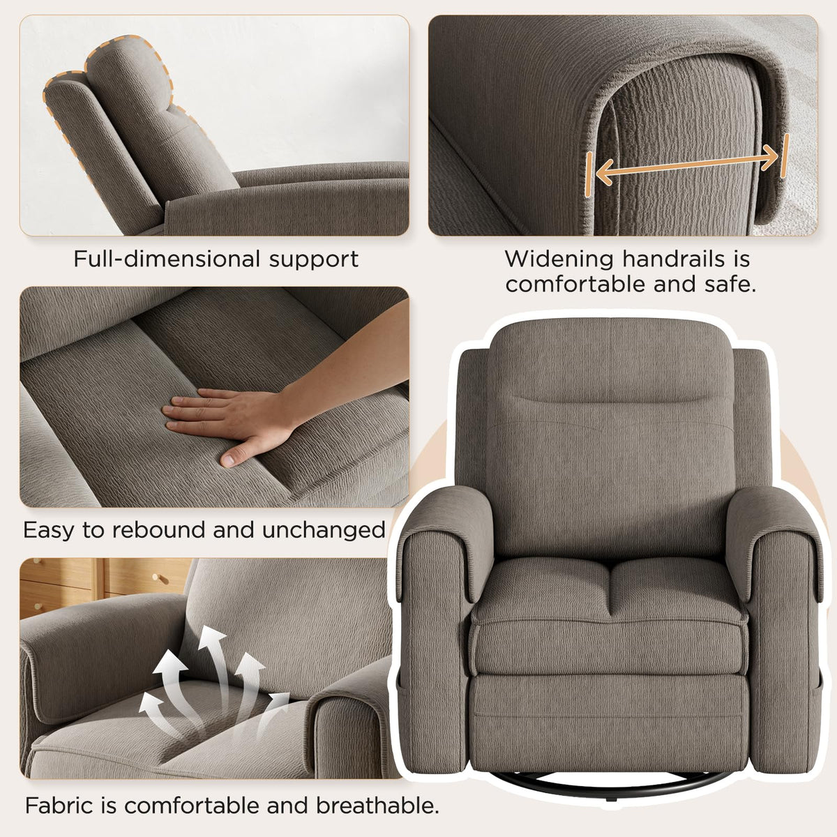 Faux Shearling Recliner Chair Grey H370911