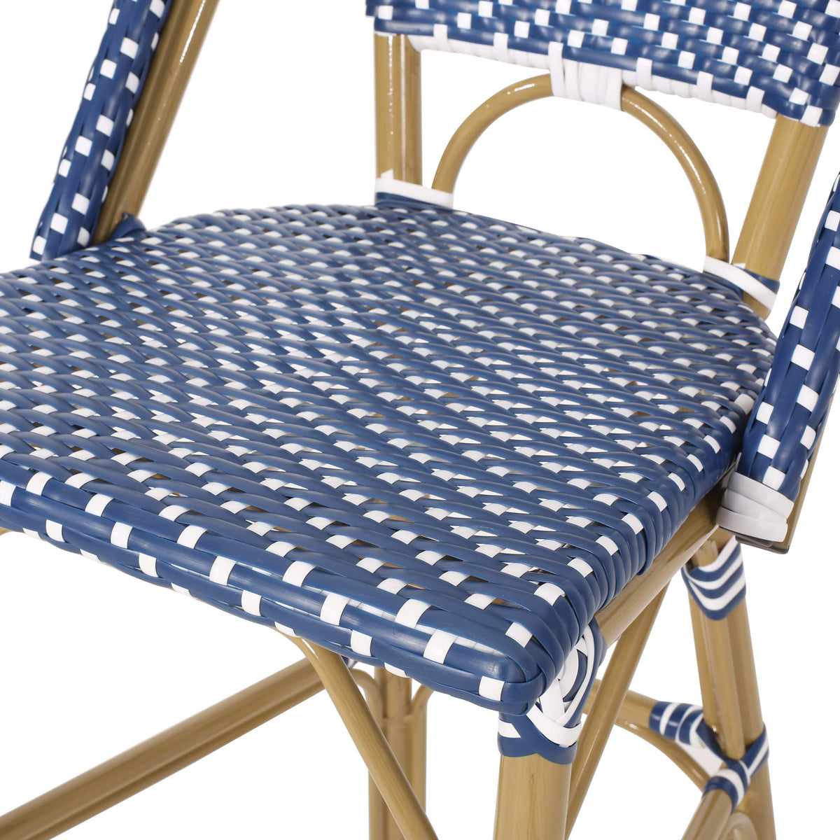 Teal Blue Wicker Rattan Bar Stools Set of 2 Aluminum Frame L645