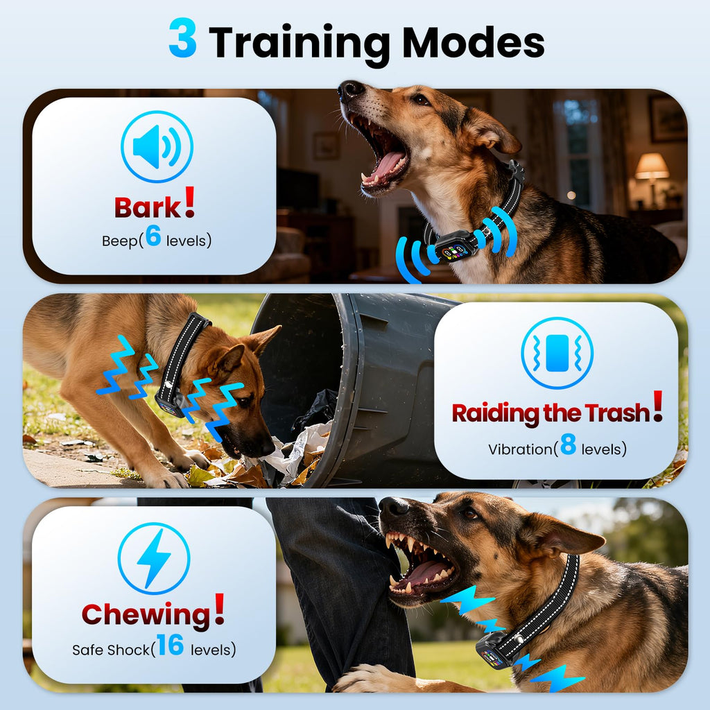 2-in-1 Dog Bark Collar with Remote, 3 Modes, IP67 Waterproof T91124