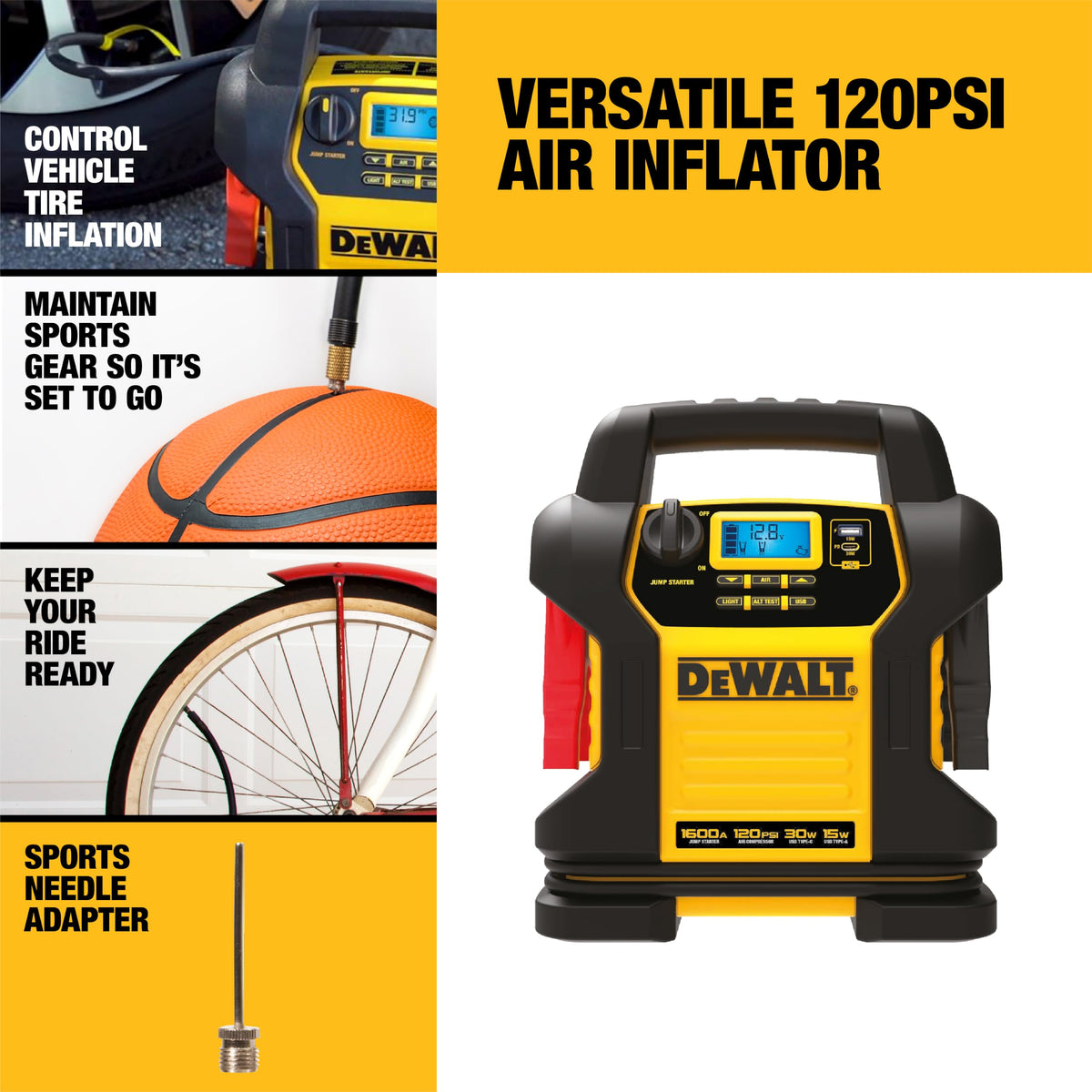 1600 Peak Amp Jump Starter with 120 PSI Air Inflator K221