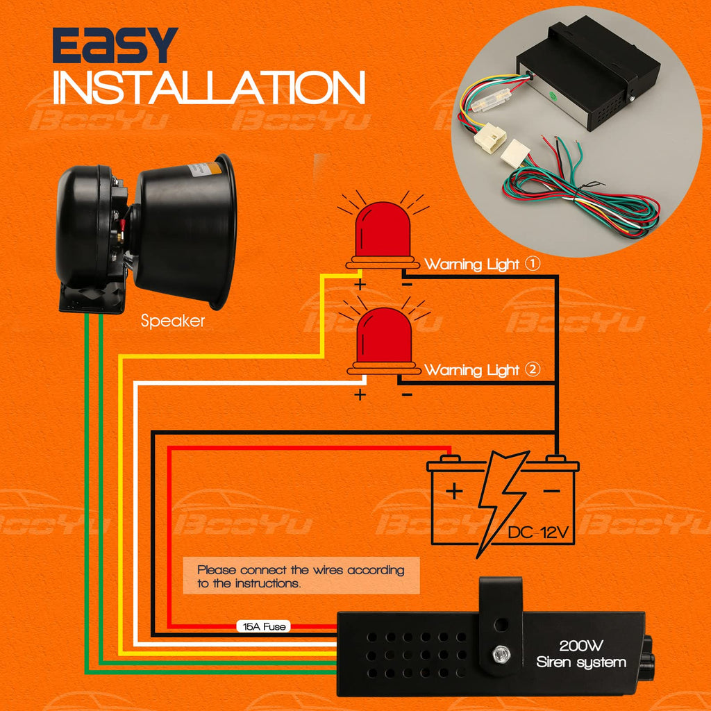12V 200W Emergency Siren PA System with Handheld Microphone Y6582