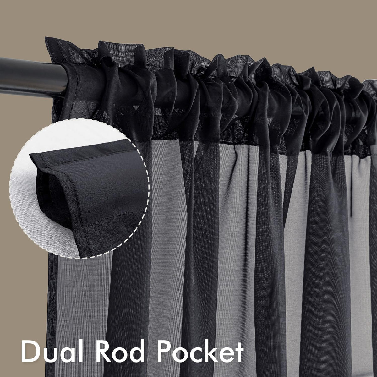Black Sheer Curtains 84 Inches Long 4 Panels U883