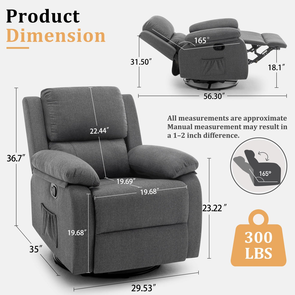 360 Swivel Rocker Recliner Chair Z236