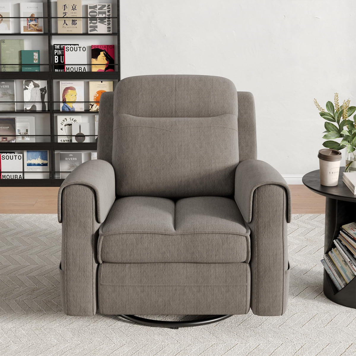 Faux Shearling Recliner Chair Grey H370911