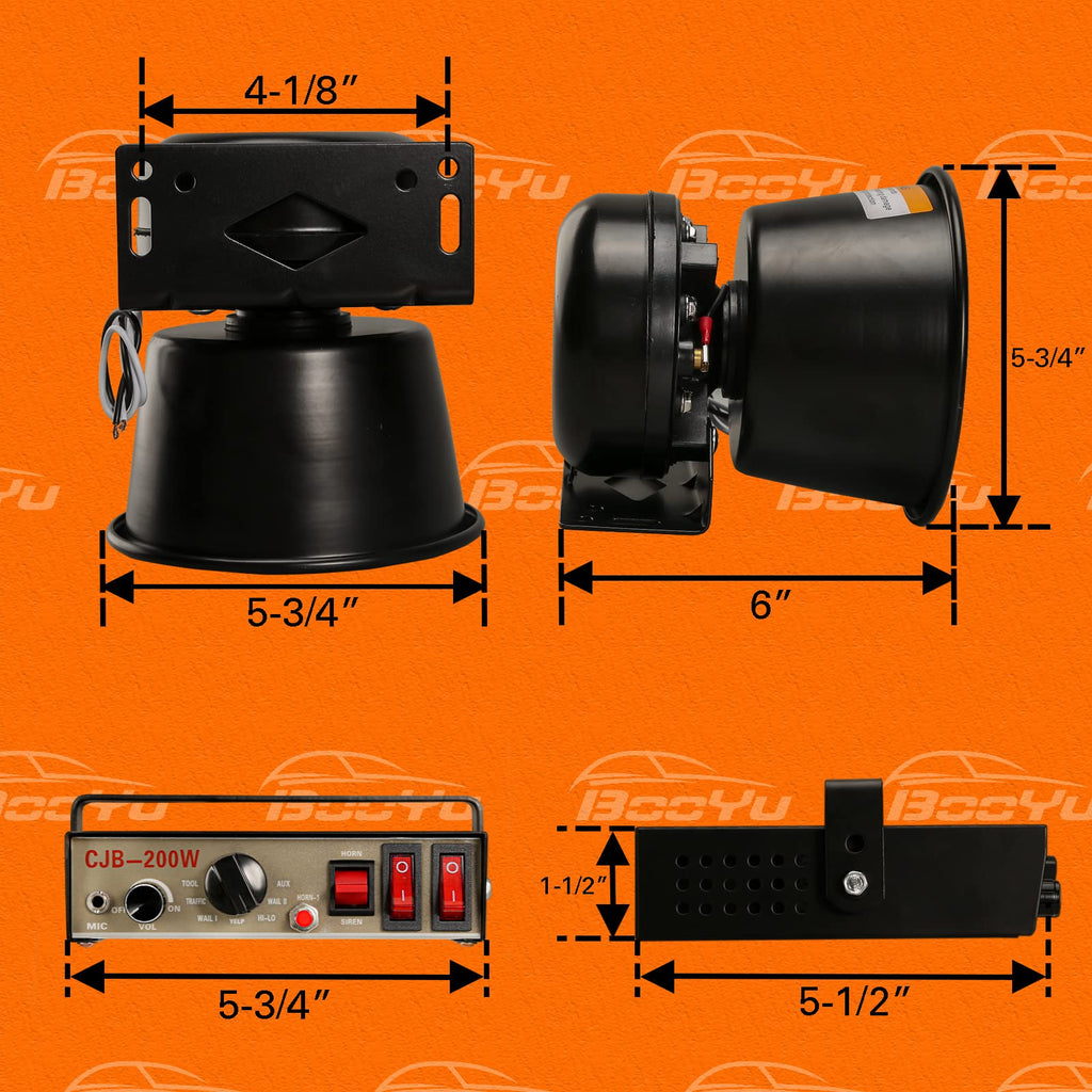 12V 200W Emergency Siren PA System with Handheld Microphone Y6582