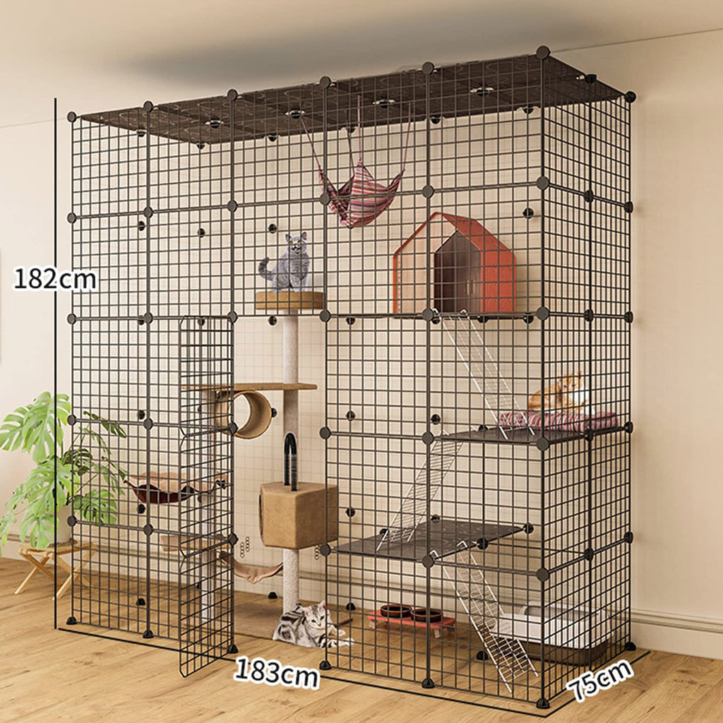 Metal Wire Cat Cage Indoor Playpen Kennel Crate Z552490