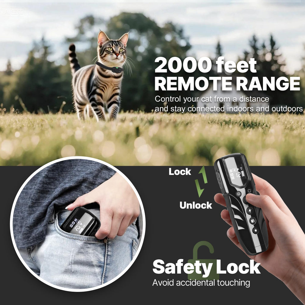 Small Cat Training Collar with Remote, Waterproof Rechargeable, Black L802