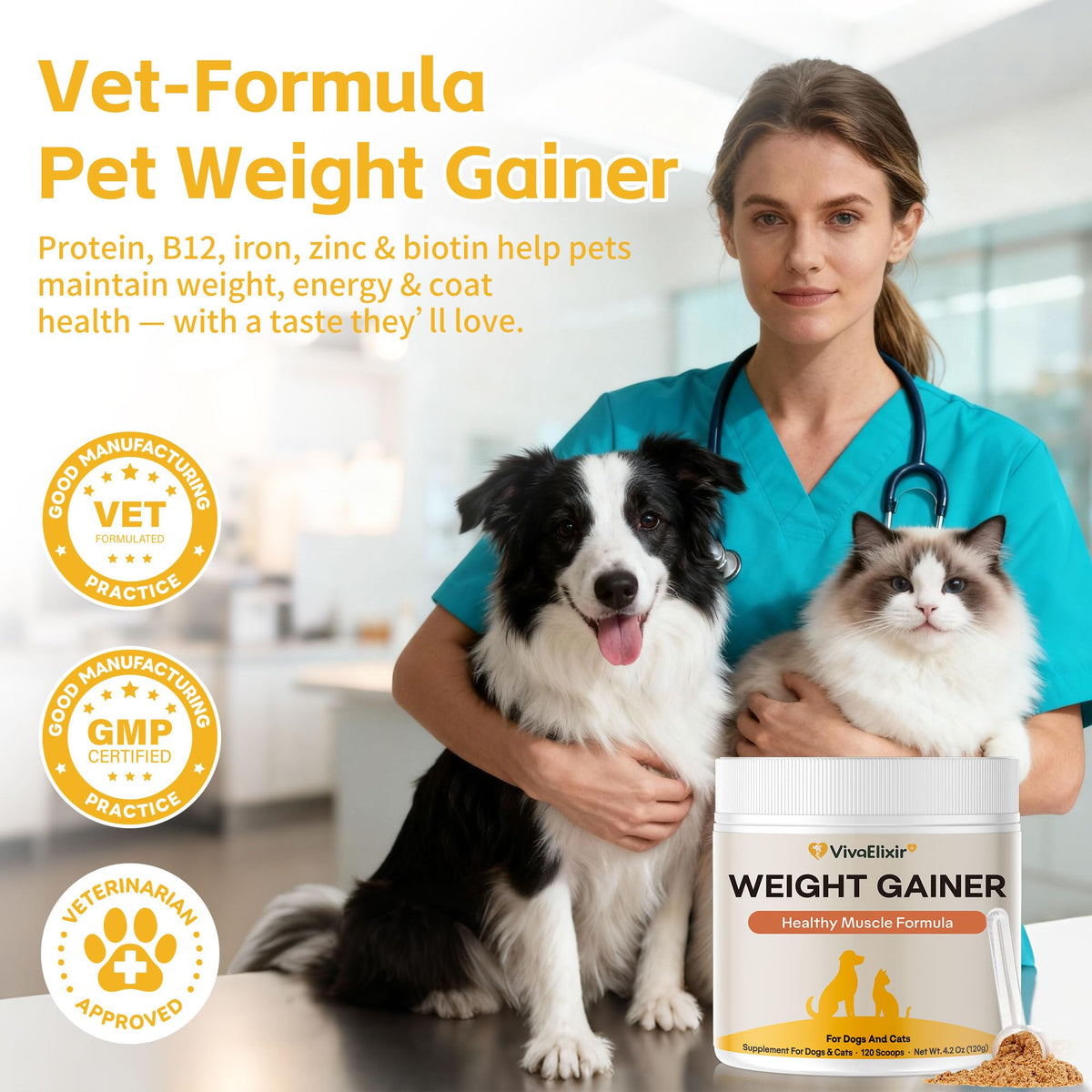 Dog Weight Gainer Pet Supplement with Vitamins & Minerals Chicken Flavor A788