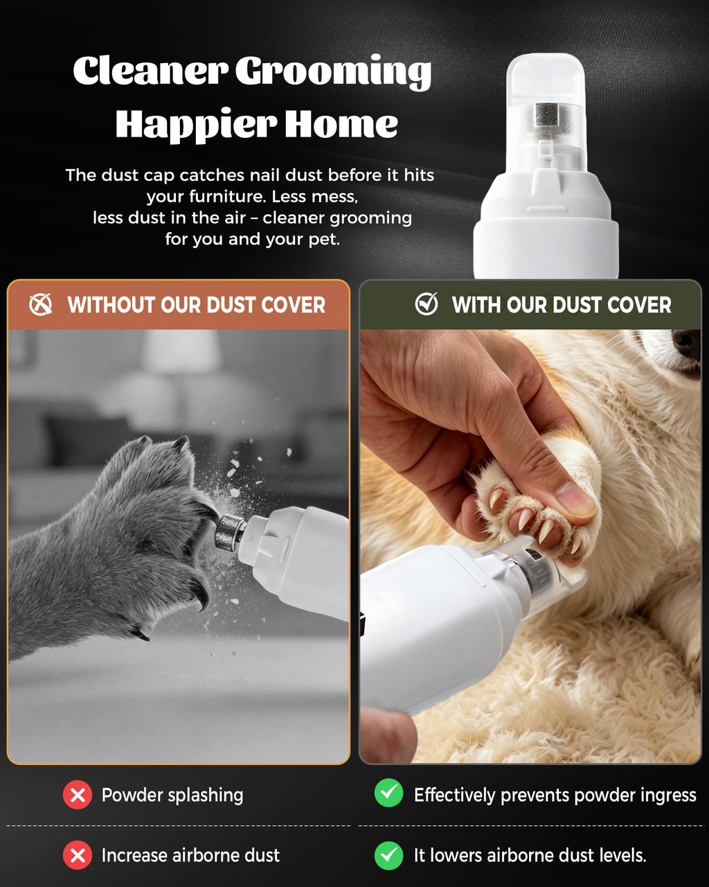 Silent Dog Nail Grinder 5 Speeds with dual LED Lights Q777