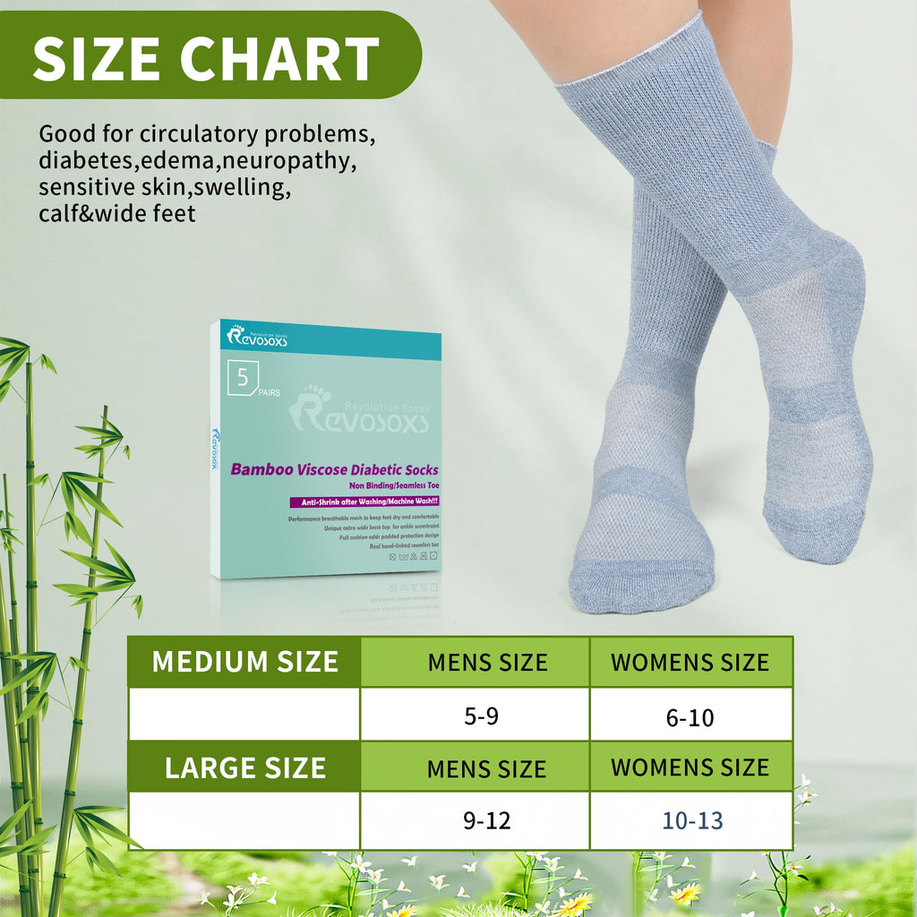 Bamboo Viscose Non-Binding Crew Socks with Seamless Toe J863861