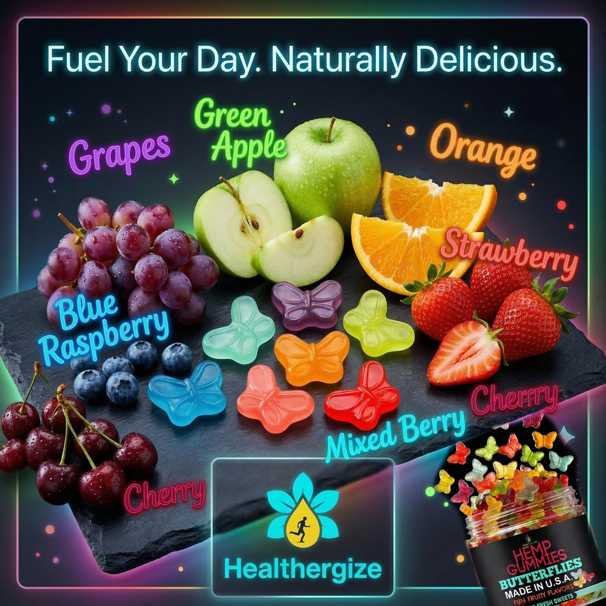Hemp Gummies 10 Fruity Flavors 100 Count X8519