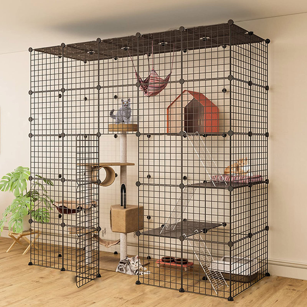 Metal Wire Cat Cage Indoor Playpen Kennel Crate Z552490