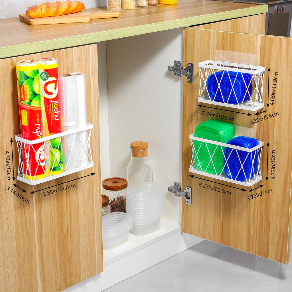 3 Pack White Stainless Steel Adhesive Cabinet Door Organizer R26383