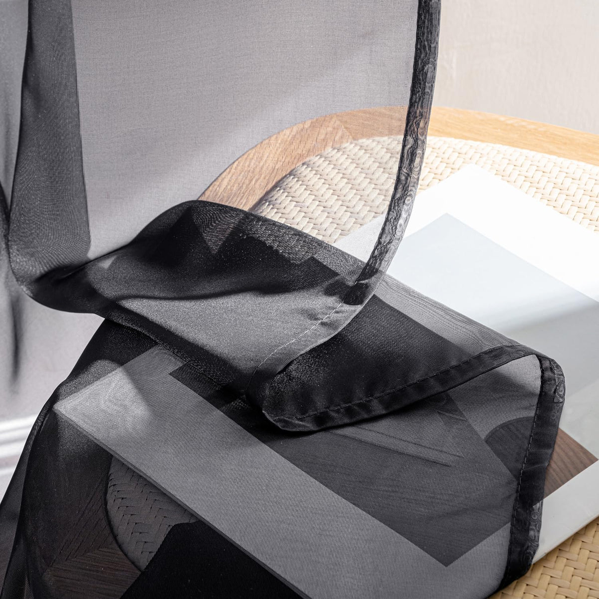 Black Sheer Curtains 84 Inches Long 4 Panels U883
